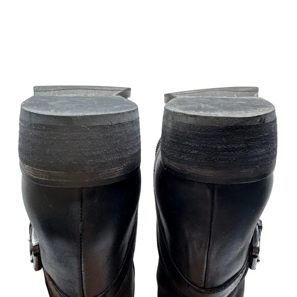 LOFT Black Leather Faux fur Knee high classic ridding boots Women's size 8M